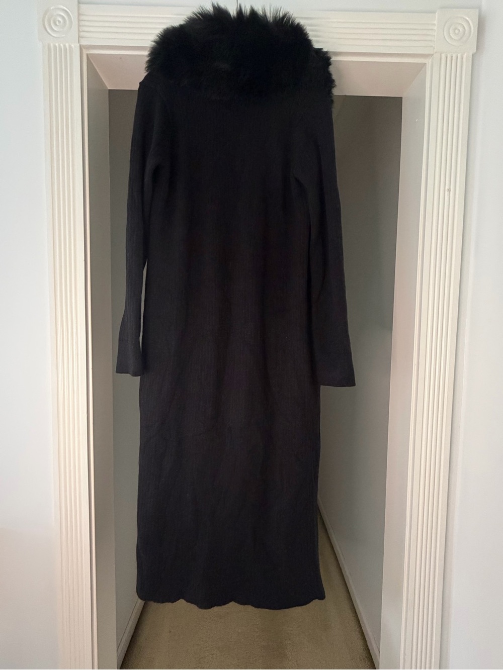 Show Me Your Mumu Black Faux Fur-Trimmed Coat Lombardi Long Cardigan - Picture 2 of 4